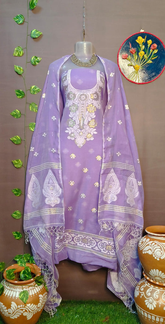 Luxurious Resom Cotton Jamdani Salwar Suit