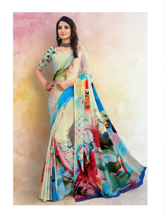 Elevate Your Style with Digital Print Crepe Sarees: 5.5 Meters of Unmatched Sophistication!