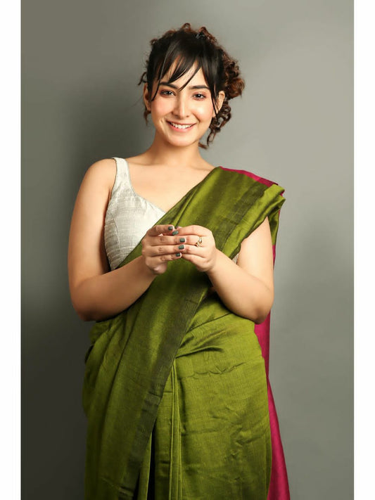 Ethereal Khadi Elegance: Handloom Saree with Running Blouse