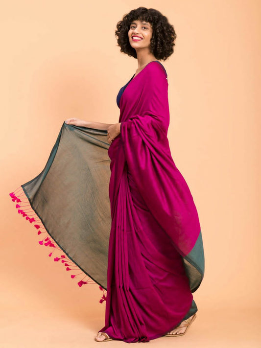 Ethereal Khadi Elegance: Handloom Saree with Running Blouse