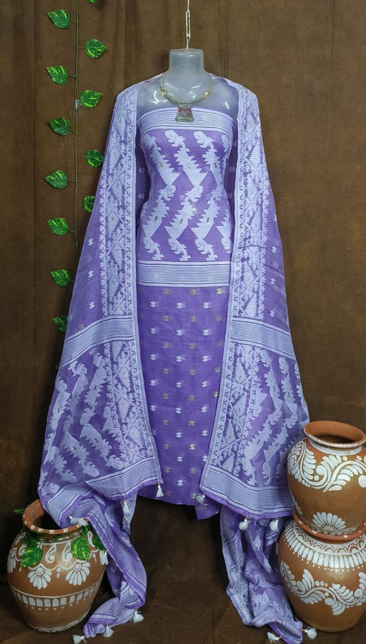 Lavender Jamdani Splendor: Elevate Your Style