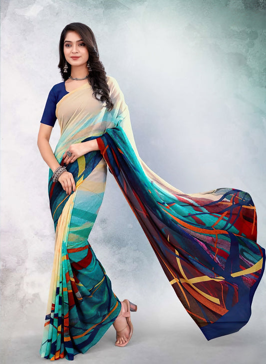 Radiant Rhythms: Digital Print Georgette Sarees that Spellbound