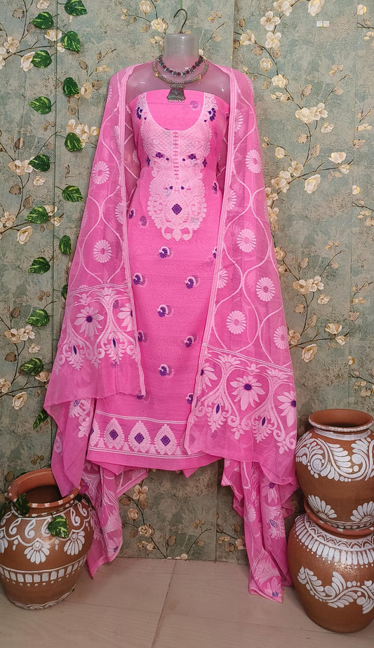 Pretty in Pink: Jamdani Cotton Suits Set