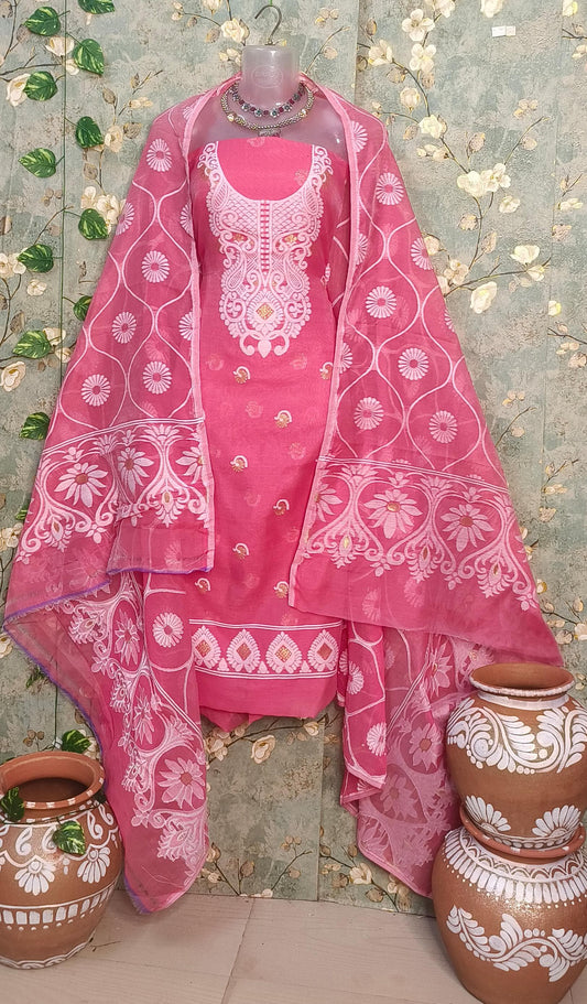 Pretty in Pink: Jamdani Cotton Suits Set