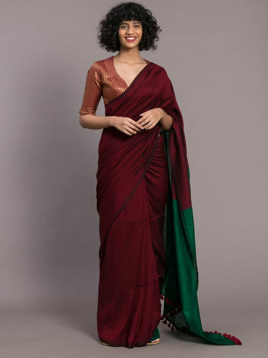 Ethereal Khadi Elegance: Handloom Saree with Running Blouse