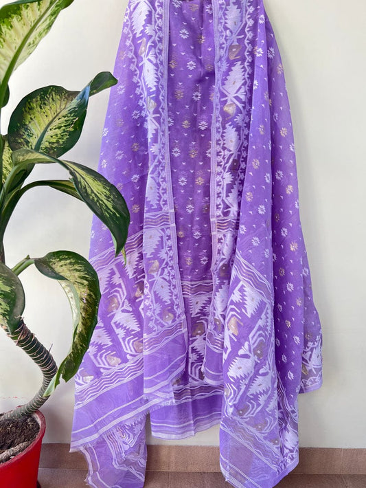 Royal Purple Jamdani: Cotton Suits Set