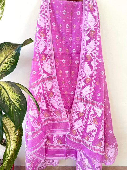 Soft Cotton Salwar Suit with Jamdani Work