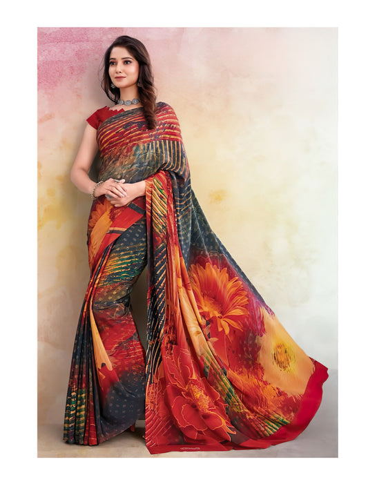 Captivating Creations: Digital Print Crepe Sarees - 5.5 Meters of Unforgettable Style!