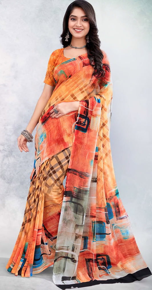 Glamorous Georgette: Digital Print Sarees Redefined - 5.5 Meters of Pure Sophistication!